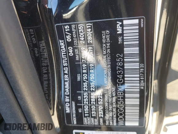 2015 Mercedes-Benz GLK 350 with VIN WDCGG5HBXFG437852, listed as a Copart auction lot 78030464 with 61,253 mi miles and Salvage Title. Bid and sale history available at DreamBid. Image 15.