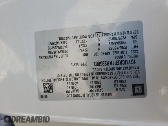2010 Cadillac Escalade z VIN 1GYUCKEF1AR285882, wystawiony jako Copart lot #84595804 z przebiegiem 225 775 mil mil oraz Nie do naprawy • Non repairable. Historia ofert i sprzedaży dostępna na DreamBid. Obrazek 14.