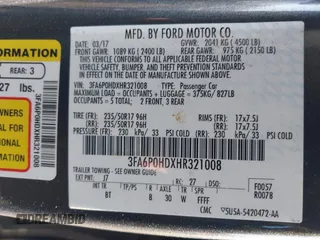 2017 Ford Fusion SE z VIN 3FA6P0HDXHR321008, wystawiony jako IAAI lot #41620779 z przebiegiem 110 116 mil mil oraz . Historia ofert i sprzedaży dostępna na DreamBid. Obrazek 9.