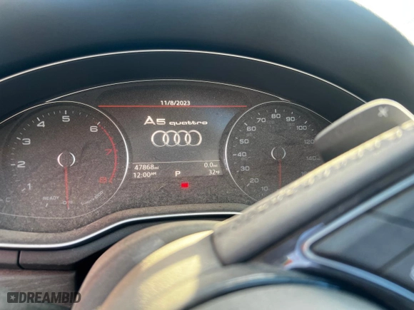 2019 Audi A5 Coupe Premium with VIN WAUSNAF55KA033282, listed as a Copart auction lot 51569575 with 47,868 mi miles and Clean Title. Bid and sale history available at carsss.com. Image 9.