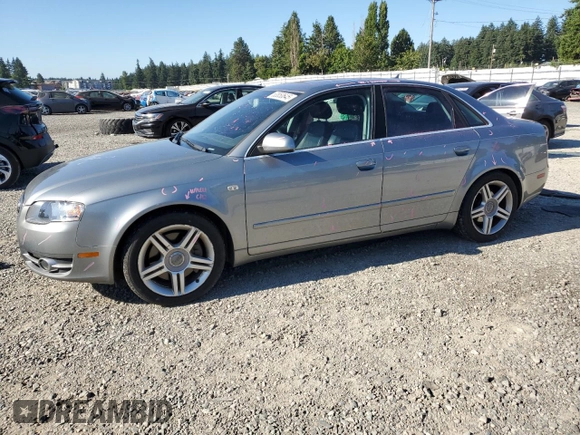 2007 Audi A4 2.0T with VIN WAUDF78E07A170949, listed as a Copart auction lot 63850645 with 176,621 mi miles and Salvage title. Bid and sale history available at DreamBid. Image 1.