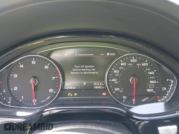2017 Audi A8 with VIN WAU44AFD0HN019147, listed as a IAAI auction lot 41925027 with 44,542 mi miles and . Bid and sale history available at DreamBid. Image 7.
