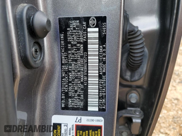 2017 Toyota Camry XLE z VIN 4T1BF1FK9HU785723, wystawiony jako Copart lot #55039895 z przebiegiem 110 783 mil mil oraz Szkoda całkowita • Salvage title. Historia ofert i sprzedaży dostępna na DreamBid. Obrazek 12.
