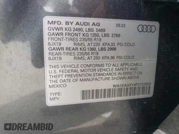 2023 Audi Q5 S line Premium Plus z VIN WA1EAAFY4P2153608, wystawiony jako Copart lot #46738855 z przebiegiem 20 111 mil mil oraz Szkody całkowita. Historia ofert i sprzedaży dostępna na DreamBid. Obrazek 13.