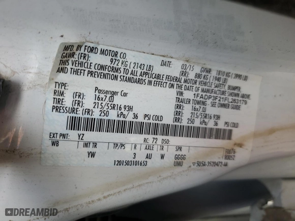 2015 Ford Focus SE with VIN 1FADP3F21FL263179, listed as a Copart auction lot 49241185 with 0 mi miles and Non Repairable. Bid and sale history available at carsss.com. Image 12.
