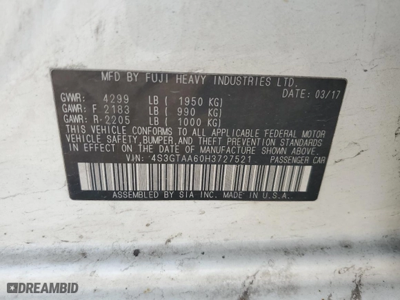 2017 Subaru Impreza with VIN 4S3GTAA60H3727521, listed as a Copart auction lot 51573195 with 97,464 mi miles and Salvage Title. Bid and sale history available at carsss.com. Image 14.