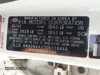 2013 Kia Rio EX with VIN KNADN4A35D6118466, listed as a IAAI auction lot 42654356 with 142,642 mi miles and . Bid and sale history available at DreamBid. Image 9.
