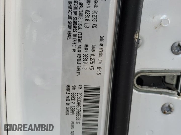 2015 Chrysler 300 Limited with VIN 2C3CCAAG5FH853816, listed as a Copart auction lot 47038945 with 122,051 mi miles and Non Repairable. Bid and sale history available at carsss.com. Image 13.