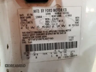 2007 Ford F-250 XL with VIN 1FTNF21587EA67193, listed as a Copart auction lot 86697654 with 196,359 mi miles and Salvage Title. Bid and sale history available at DreamBid. Image 12.