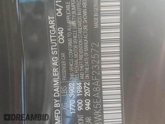 2010 Mercedes-Benz SLK 300 с VIN WDBWK5EA8AF232572, выставлен на аукционе Copart как лот 57336275 с пробегом 66 556 миль миль и Списание • Salvage title. История ставок и продаж доступна на DreamBid. Изображение 12.