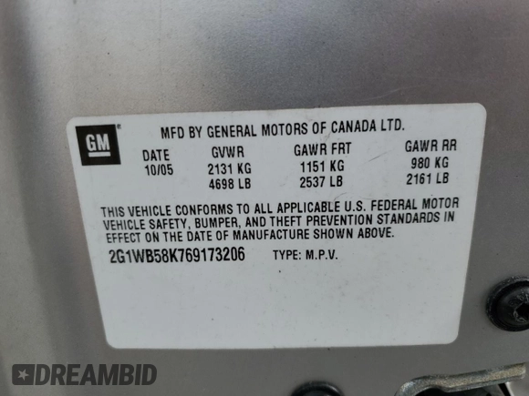 2006 Chevrolet Impala LS z VIN 2G1WB58K769173206, wystawiony jako Copart lot #85303964 z przebiegiem 278 620 mil mil oraz Czysty tytuł • Clean title. Historia ofert i sprzedaży dostępna na DreamBid. Obrazek 14.