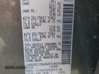 2024 Nissan Frontier Pro-X z VIN 1N6ED1EJ2RN605409, wystawiony jako Copart lot #85559674 z przebiegiem 6 850 mil mil oraz Nie do naprawy • Non repairable. Historia ofert i sprzedaży dostępna na DreamBid. Obrazek 14.