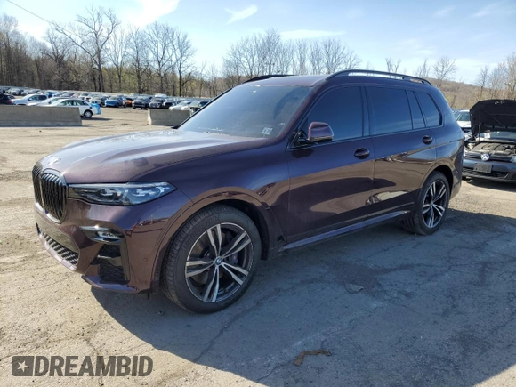 2022 BMW X7 xDrive40i z VIN 5UXCW2C00N9K81494, wystawiony jako Copart lot #51406425 z przebiegiem Nie podano mil oraz Szkoda całkowita • Salvage title. Historia ofert i sprzedaży dostępna na DreamBid. Obrazek 1.