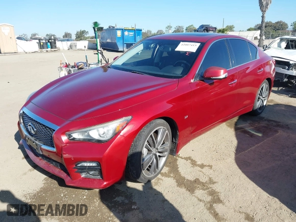 2014 Infiniti Q50 Sport with VIN JN1BV7AP4EM676615, listed as a IAAI auction lot 42007415 with 80,276 mi miles and . Bid and sale history available at DreamBid. Image 2.