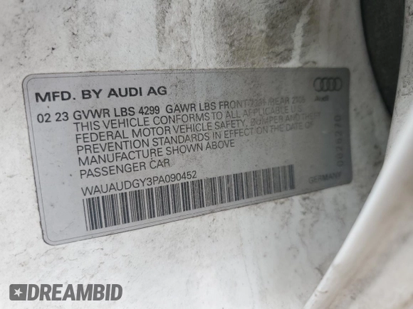 2023 Audi A3 Premium z VIN WAUAUDGY3PA090452, wystawiony jako Copart lot #49063675 z przebiegiem 43 710 mil mil oraz Czysty tytuł • Clean title. Historia ofert i sprzedaży dostępna na DreamBid. Obrazek 12.