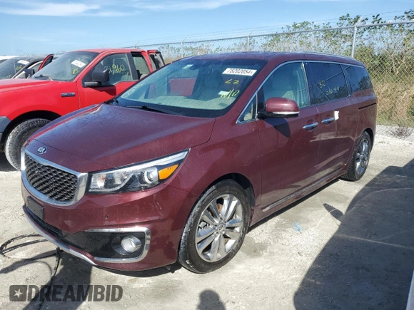 2018 Kia Sedona SX-L with VIN KNDME5C10J6378693, listed as a Copart auction lot 75202054 with 0 mi miles and Non Repairable. Bid and sale history available at carsss.com. Image 1.