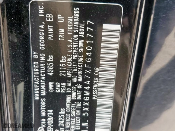 2015 Kia Optima LX with VIN 5XXGM4A7XFG401777, listed as a Copart auction lot 51649725 with 133,512 mi miles and Salvage Title. Bid and sale history available at carsss.com. Image 14.