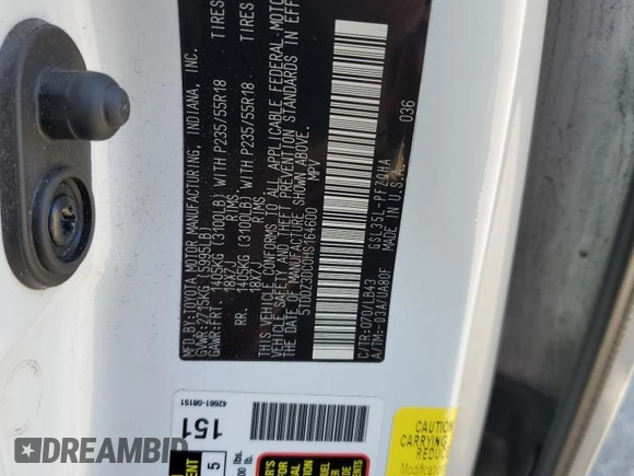 2017 Toyota Sienna XLE with VIN 5TDDZ3DC0HS164600, listed as a Copart auction lot 64262685 with 82,353 mi miles and Salvage title. Bid and sale history available at DreamBid. Image 13.