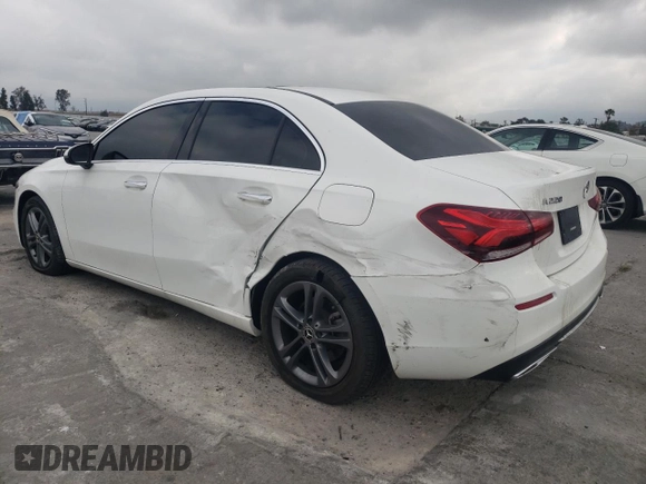 2020 Mercedes-Benz A 220 with VIN W1K3G4EB4LJ231871, listed as a Copart auction lot 51982155 with 55,637 mi miles and Salvage title. Bid and sale history available at DreamBid. Image 2.