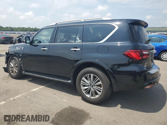 2020 Infiniti QX80 LUXE with VIN JN8AZ2NE5L9253877, listed as a Copart auction lot 65412734 with 53,987 mi miles and Salvage Title. Bid and sale history available at carsss.com. Image 2.