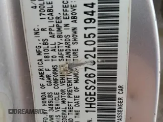 2002 Honda Civic EX with VIN 1HGES26782L051944, listed as a Copart auction lot 47958055 with 286,468 mi miles and Salvage Title. Bid and sale history available at DreamBid. Image 12.