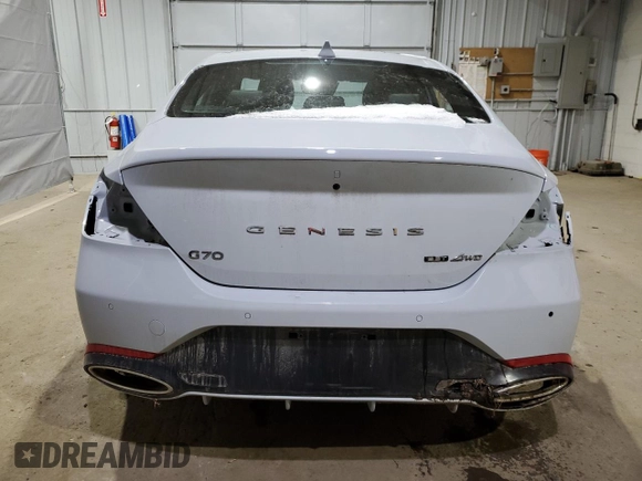 2022 Genesis G70 3.3T with VIN KMTG54TEXNU103314, listed as a Copart auction lot 50079415 with 46,603 mi miles and Salvage Title. Bid and sale history available at DreamBid. Image 6.