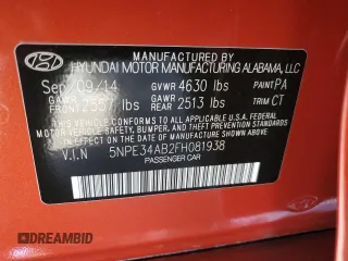 2015 Hyundai Sonata Limited z VIN 5NPE34AB2FH081938, wystawiony jako Copart lot #58261725 z przebiegiem 93 051 mil mil oraz Szkoda całkowita • Salvage title. Historia ofert i sprzedaży dostępna na DreamBid. Obrazek 12.