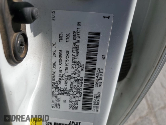 2015 Toyota Tundra 4WD Truck Platinum with VIN 5TFAW5F17FX486418, listed as a Copart auction lot 42779925 with 124,393 mi miles and Salvage Title. Bid and sale history available at carsss.com. Image 12.