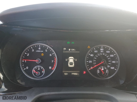 2021 Kia K5 GT-Line with VIN 5XXG64J26MG055058, listed as a Copart auction lot 46275555 with 77,052 mi miles and Salvage Title. Bid and sale history available at carsss.com. Image 9.