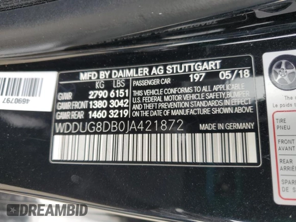 2018 Mercedes-Benz S 560 with VIN WDDUG8DB0JA421872, listed as a Copart auction lot 44194975 with 73,566 mi miles and Salvage Title. Bid and sale history available at carsss.com. Image 13.