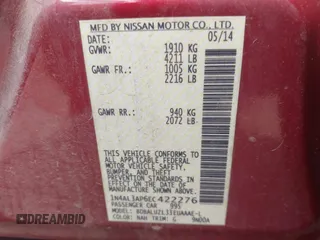 2014 Nissan Altima 2.5 with VIN 1N4AL3AP6EC422276, listed as a IAAI auction lot 41903972 with 170,295 mi miles. Bid and sale history available at carsss.com. Image 9.