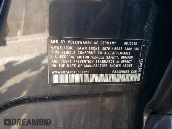 2019 Volkswagen Arteon SE z VIN WVWBR7AN5KE009221, wystawiony jako Copart lot #47255155 z przebiegiem 134 120 mil mil oraz Szkoda całkowita • Salvage title. Historia ofert i sprzedaży dostępna na DreamBid. Obrazek 12.