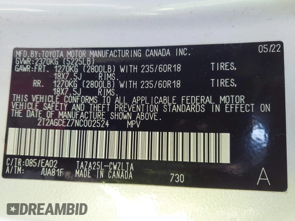 2022 Lexus NX with VIN 2T2AGCEZ7NC002524, listed as a IAAI auction lot 41217365 with 43,786 mi miles. Bid and sale history available at carsss.com. Image 9.