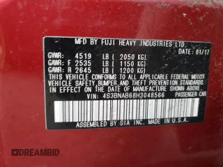 2017 Subaru Legacy with VIN 4S3BNAB68H3048566, listed as a Copart auction lot 38525073 with 67,678 mi miles. Bid and sale history available at carsss.com. Image 12.