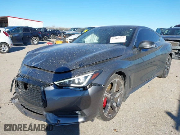 2022 Infiniti Q60 Red Sport 400 with VIN JN1FV7LL2NM680688, listed as a IAAI auction lot 41263397 with 14,001 mi miles and . Bid and sale history available at DreamBid. Image 17.