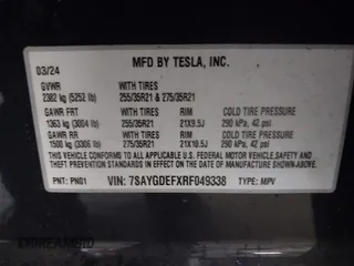 2024 Tesla Model Y Performance with VIN 7SAYGDEFXRF049338, listed as a IAAI auction lot 41240812 with 10,132 mi miles and . Bid and sale history available at DreamBid. Image 9.