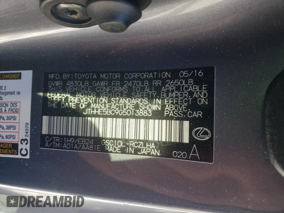2016 Lexus RC 350 F Sport z VIN JTHHE5BC9G5013883, wystawiony jako Copart lot #89183995 z przebiegiem 97 572 mil mil oraz Szkoda całkowita • Salvage title. Historia ofert i sprzedaży dostępna na DreamBid. Obrazek 12.