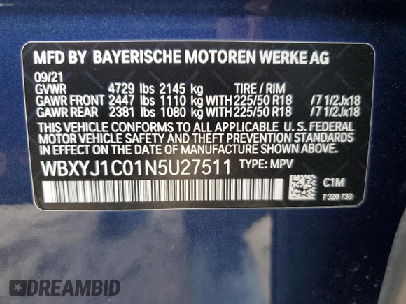 2022 BMW X2 xDrive28i with VIN WBXYJ1C01N5U27511, listed as a Copart auction lot 78460654 with 71,760 mi miles and Salvage Title. Bid and sale history available at carsss.com. Image 12.