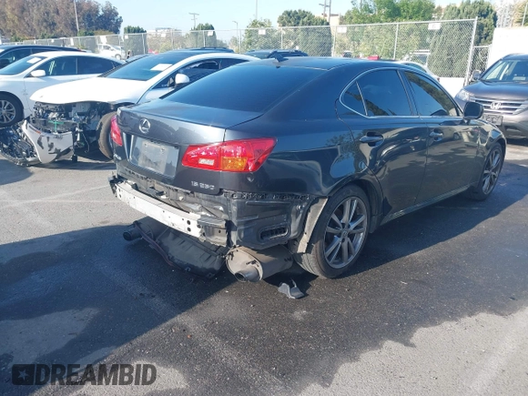 2008 Lexus IS 250 with VIN JTHBK262482059056, listed as a IAAI auction lot 41988302 with 203,953 mi miles. Bid and sale history available at carsss.com. Image 4.