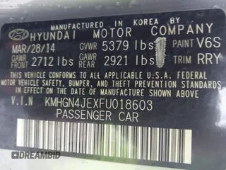 2015 Hyundai Genesis 3.8L z VIN KMHGN4JEXFU018603, wystawiony jako IAAI lot #41717349 z przebiegiem Nie podano mil oraz . Historia ofert i sprzedaży dostępna na DreamBid. Obrazek 9.