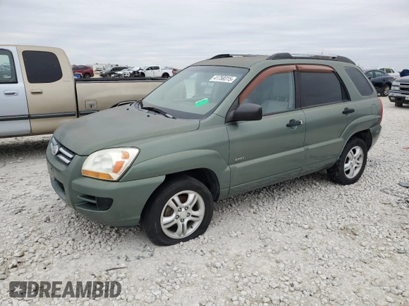 2005 Kia Sportage LX with VIN KNDJE723557062868, listed as a Copart auction lot 41758315 with 184,368 mi miles and Clean Title. Bid and sale history available at carsss.com. Image 1.
