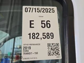 2019 Ford Transit with VIN 1FTYE1YM7KKA40830, listed as a IAAI auction lot 42715724 with 182,589 mi miles and . Bid and sale history available at DreamBid. Image 49.