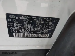 2022 Hyundai Santa Fe Hybrid SEL Premium with VIN KM8S3DA15NU034056, listed as a IAAI auction lot 41520781 with 67,816 mi miles. Bid and sale history available at carsss.com. Image 9.