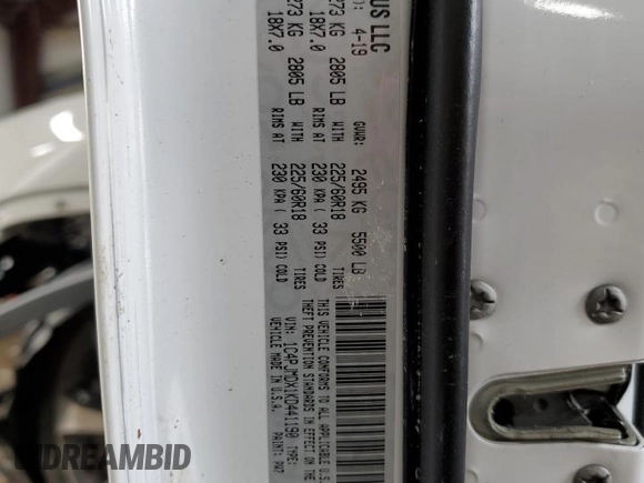 2019 Jeep Cherokee Limited with VIN 1C4PJMDX1KD441190, listed as a Copart auction lot 53038705 with Not Provided miles and Salvage Title. Bid and sale history available at DreamBid. Image 13.