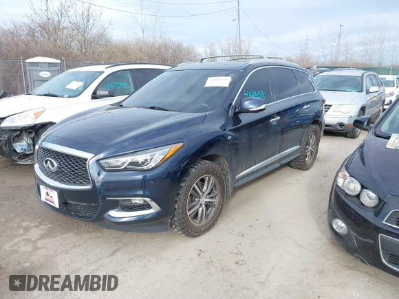 2017 Infiniti QX60 with VIN 5N1DL0MM2HC554832, listed as a IAAI auction lot 41664376 with 109,556 mi miles and . Bid and sale history available at DreamBid. Image 2.
