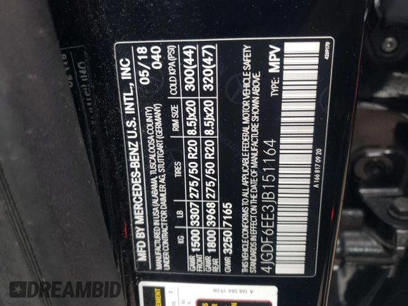 2018 Mercedes-Benz GLS 450 with VIN 4JGDF6EE3JB151164, listed as a Copart auction lot 73531133 with 81,738 mi miles and . Bid and sale history available at DreamBid. Image 13.
