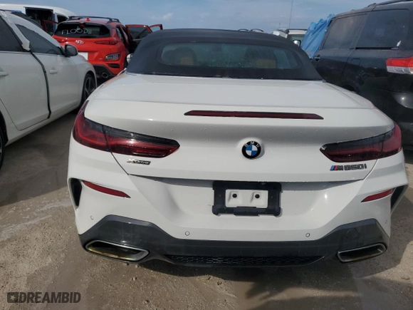 2019 BMW 8 Series M850i xDrive with VIN WBAFY4C53KBX29650, listed as a Copart auction lot 74467184 with 0 mi miles and Salvage Title. Bid and sale history available at carsss.com. Image 6.