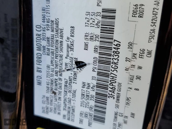 2016 Ford Fusion SE with VIN 3FA6P0H75GR338467, listed as a Copart auction lot 82615204 with 197,319 mi miles and Salvage title. Bid and sale history available at DreamBid. Image 13.