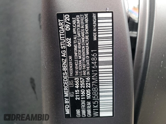 2021 Mercedes-Benz CLA with VIN W1K5J5BB7MN164861, listed as a Copart auction lot 63204833 with Not Provided miles. Bid and sale history available at carsss.com. Image 12.