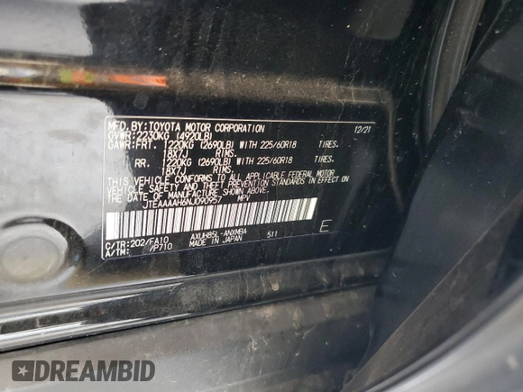 2022 Toyota Venza LE with VIN JTEAAAAH6NJ090957, listed as a Copart auction lot 62694634 with 57,212 mi miles and Salvage Title. Bid and sale history available at carsss.com. Image 14.